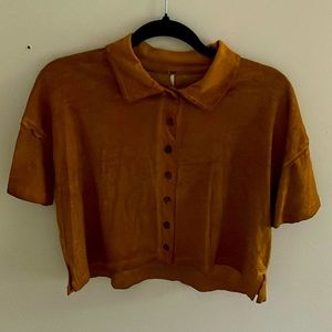 Short Sleeve Cropped Button Shirt